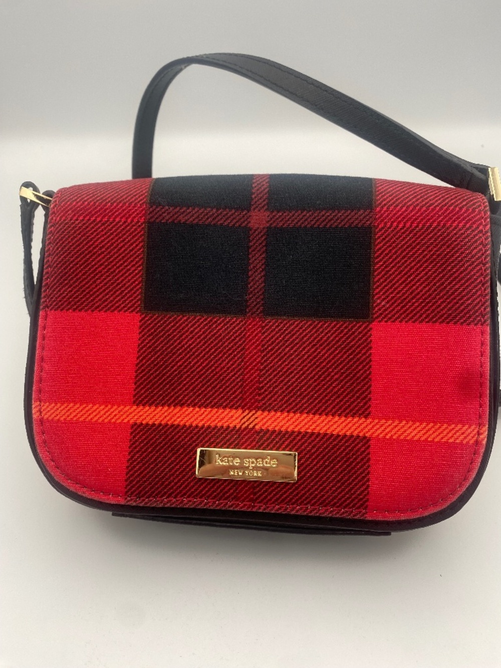 Kate Spade Newburg Lane Carien Small Crossbody Red/Black Buffalo Pattern